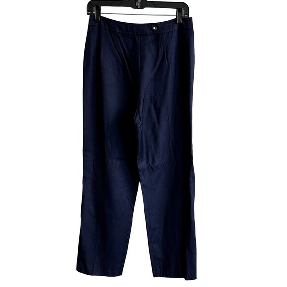 Vintage Evan Picone Trousers Navy Blue Flat Front No Pockets 14 Petite NWT - Picture 1 of 4